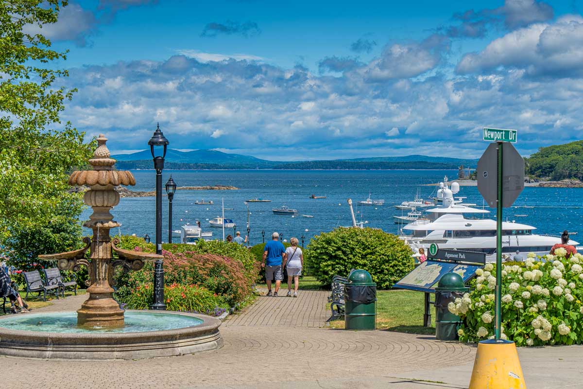 View of downtown Bar Harbor Maine