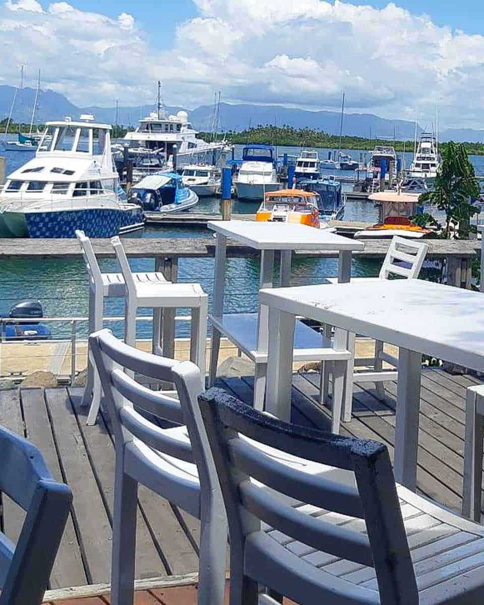 View of the port from a restaurant in Port Denarau