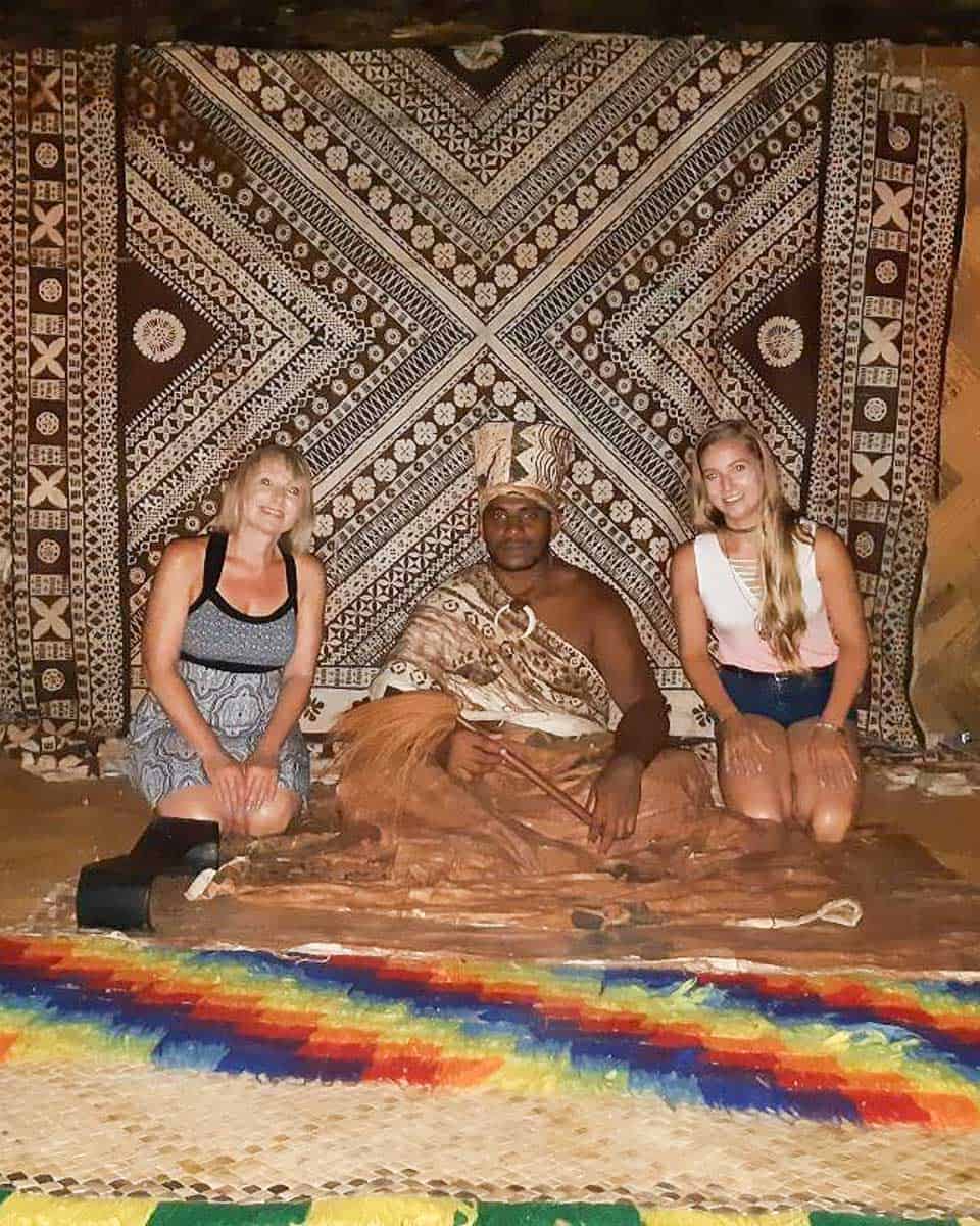 Visiting the chief at the Fiji Cultural Village