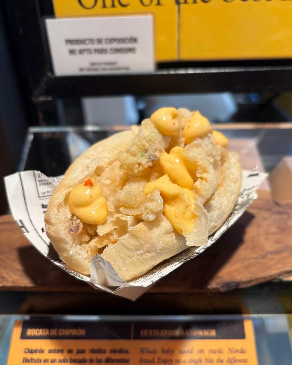 bocadillo de calamares eaten in Madrid
