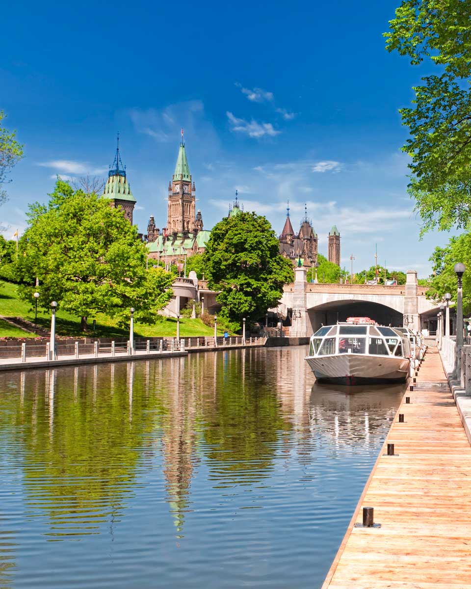 A boat in the Rideau Canal in Ottawa Canada