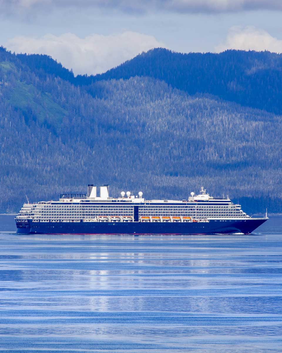 A cruise ship seen entering Juneau Alaska
