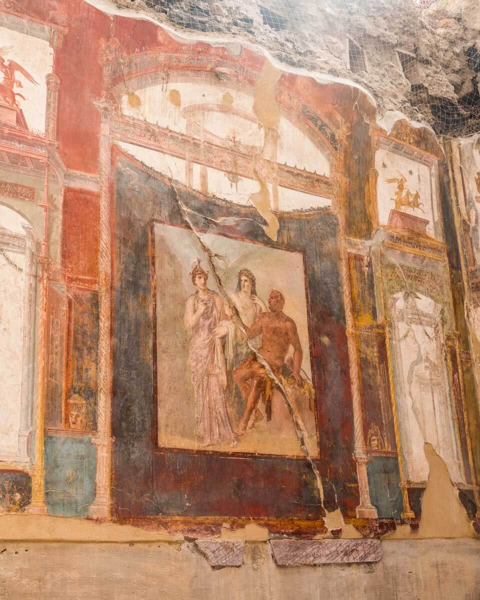 A fresco at the Herculaneum in Pompeii Italy