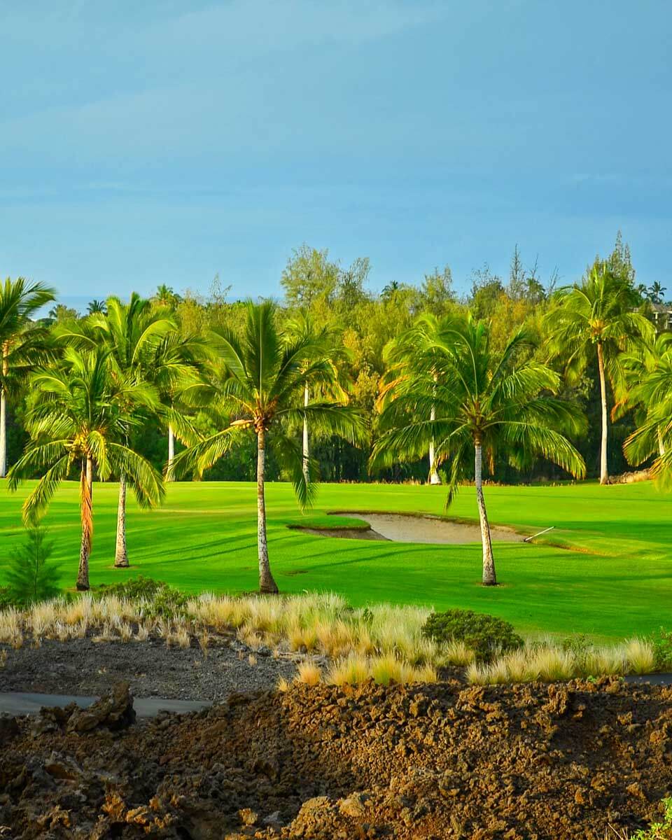 A golf course seen on Big Island Hawaii