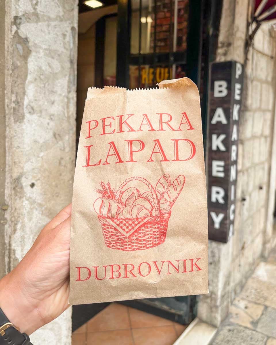 A pastry in a bag at Pekarnica Pile in Dubrovnik
