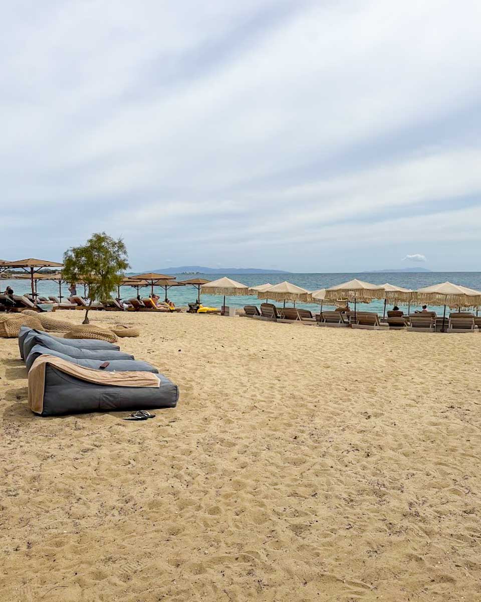 Turquoise water and soft sand at Agios Prokopios Beach in Naxos.