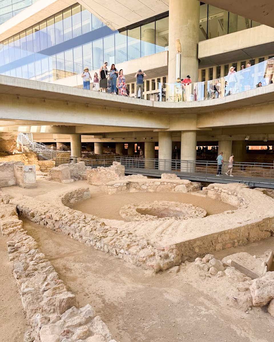 Ancient ruins preserved beneath the Acropolis Museum in Athens