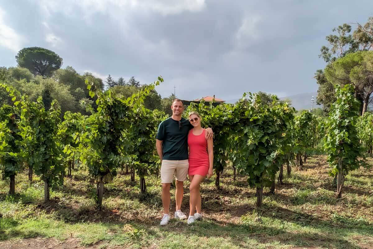 Bailey and Daniel at a vineyard on a tour from Newport, Rhode Island