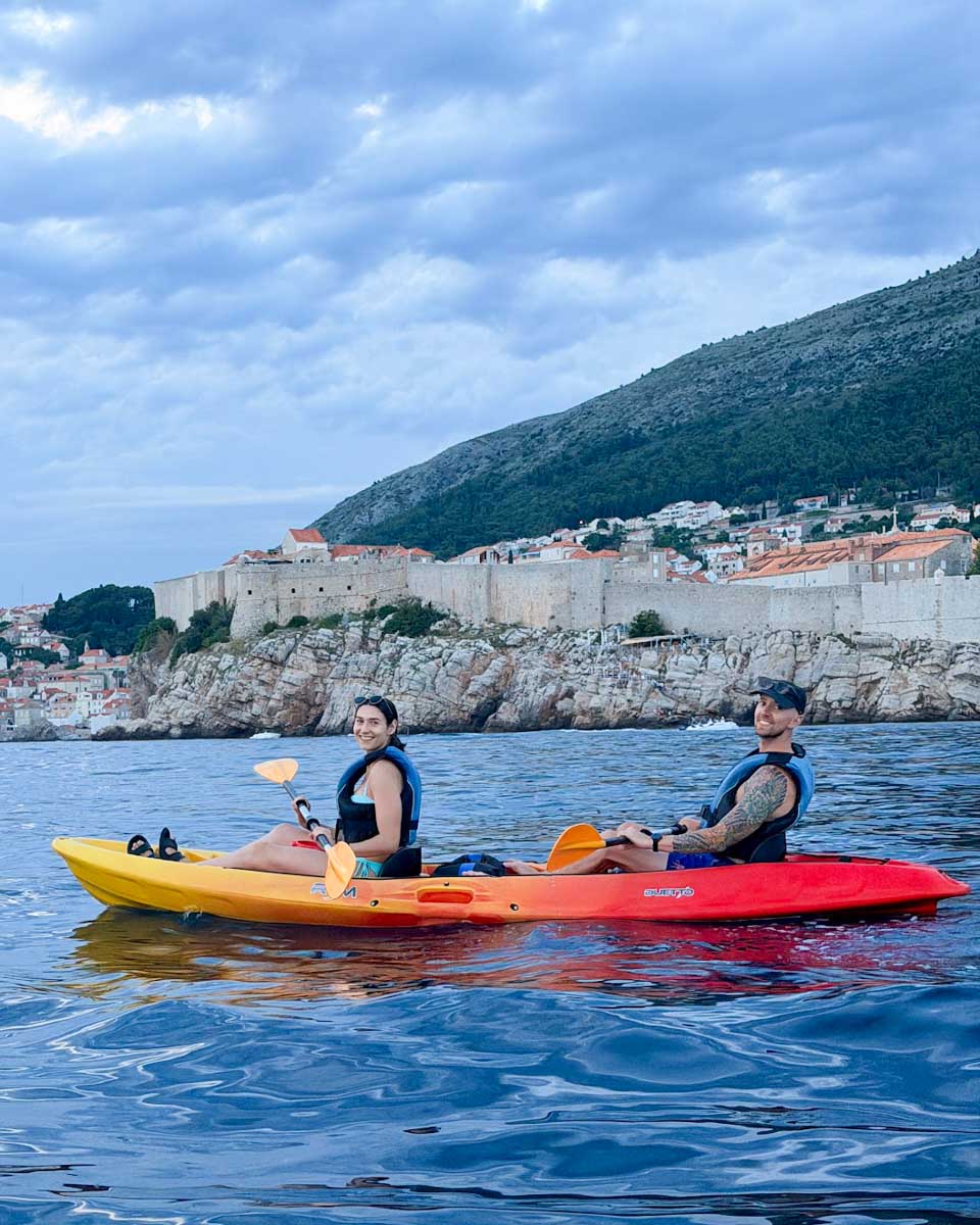 Brittni and Jesse sea kayaking in Dubrovnik