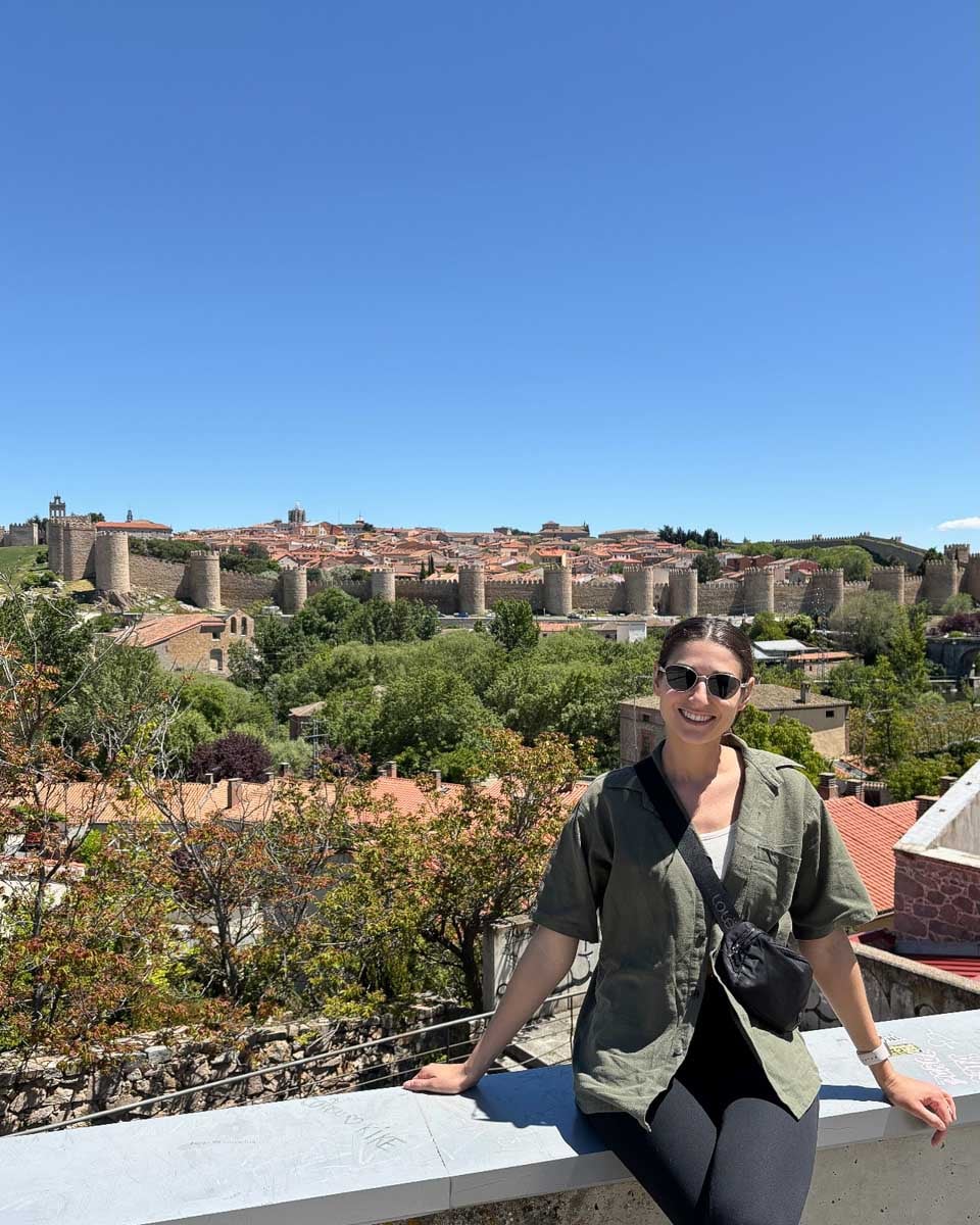 Brittni at a viewpoint of the Avila walls