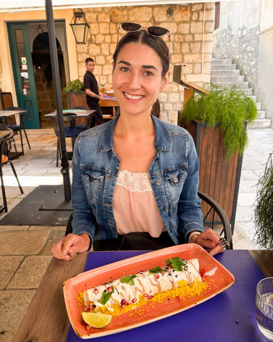 Brittni eats a Shawarma Wrap from Soul Kitchen in Dubrovnik