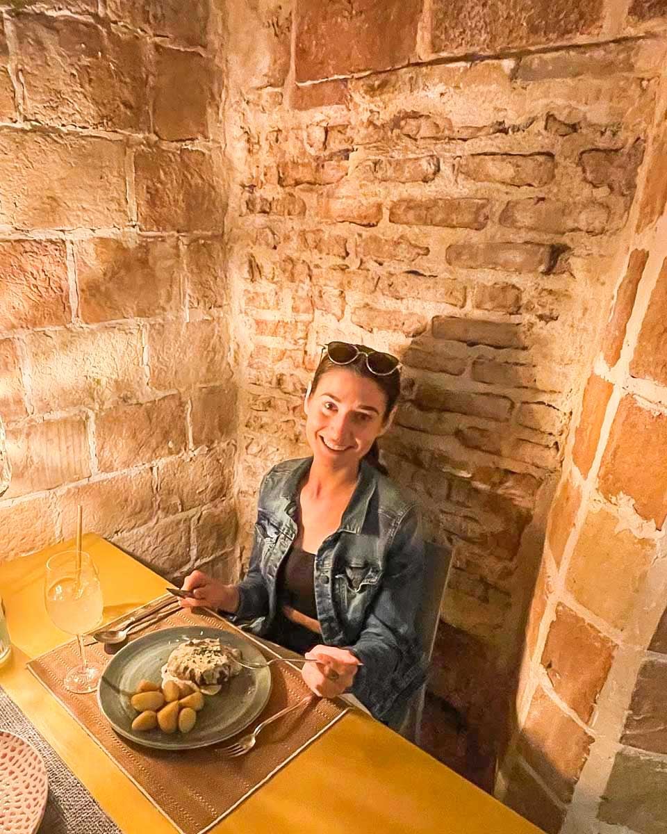 Brittni-eats-her-dinner-at-Bodega-de-los-Secretos-in-Madrid Spain