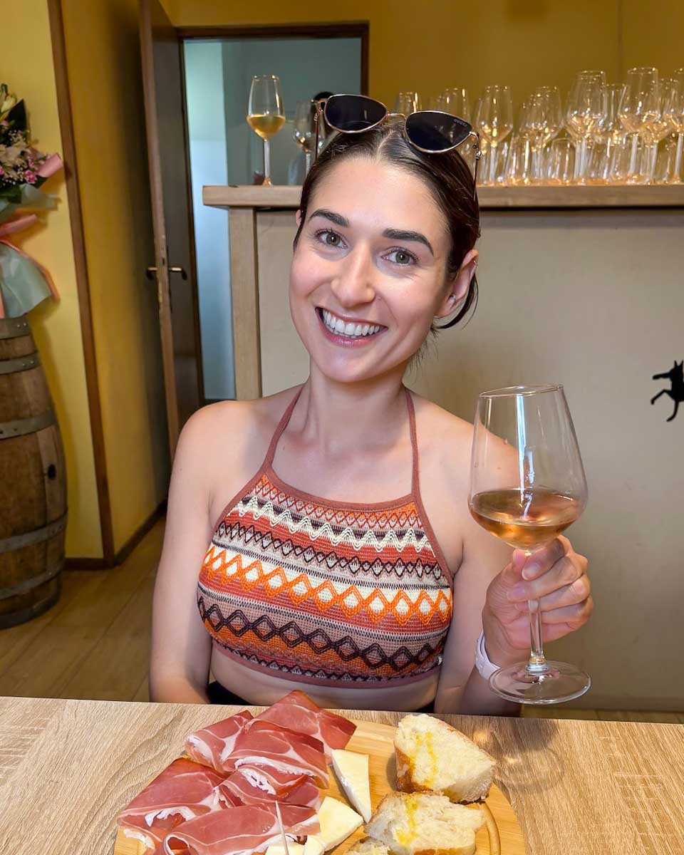 Brittni enjoys wine and tapas on a wine tour from Madrid