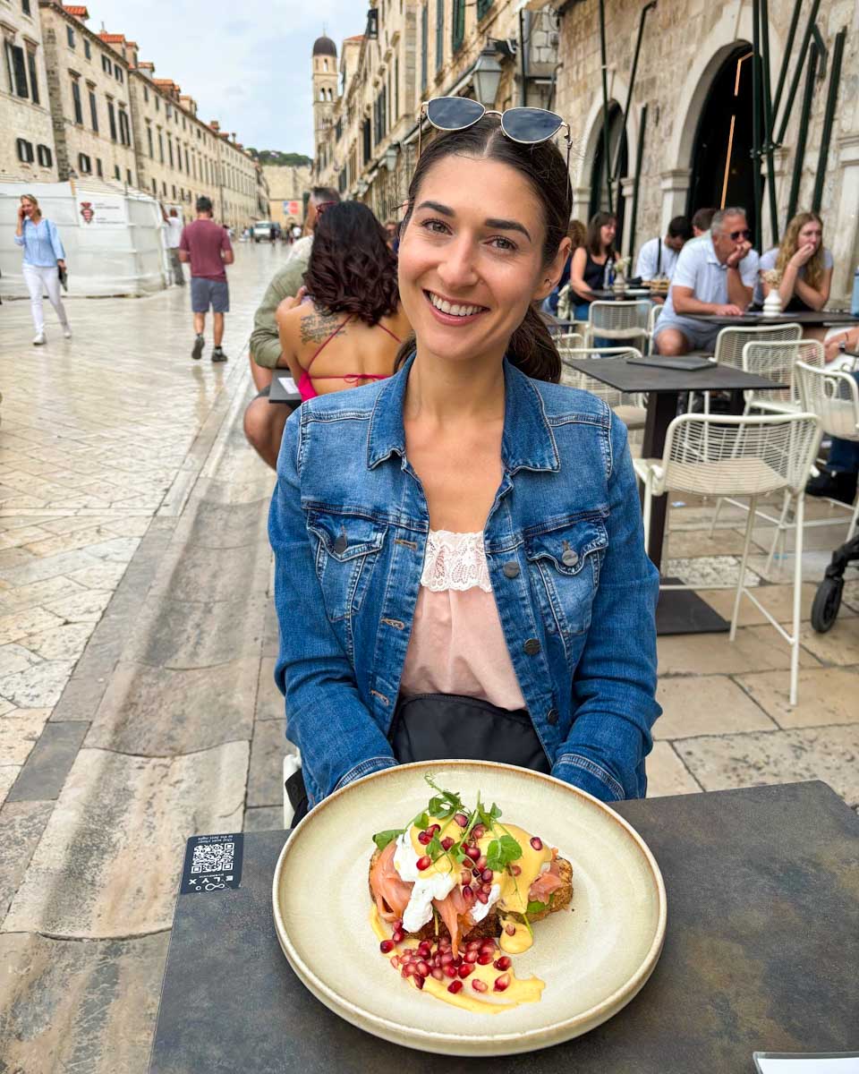 Brittni has breakfast at Stradoon Restaurant in Dubrovnik