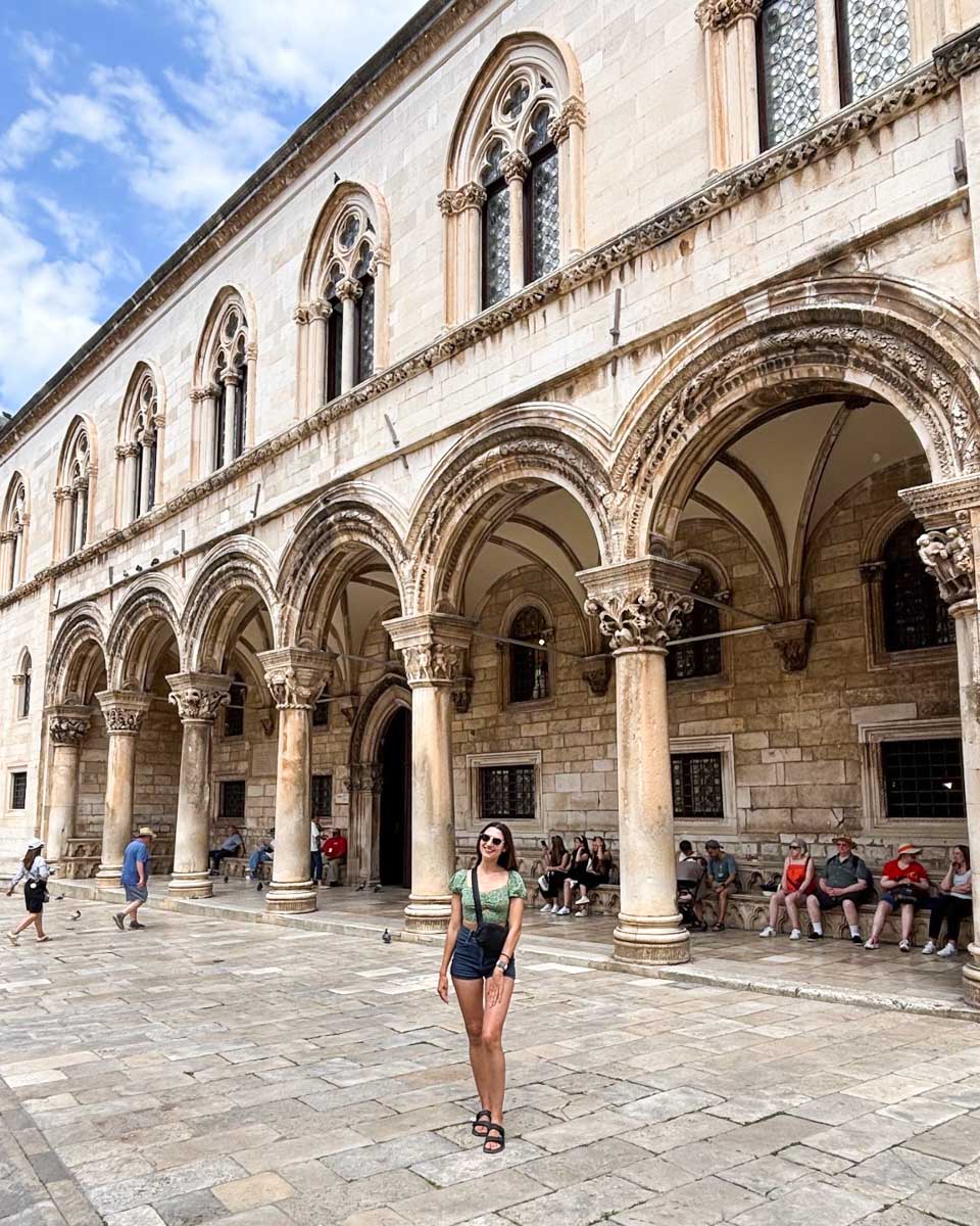 Brittni poses in front of Rector's Palace in Dubrovnik