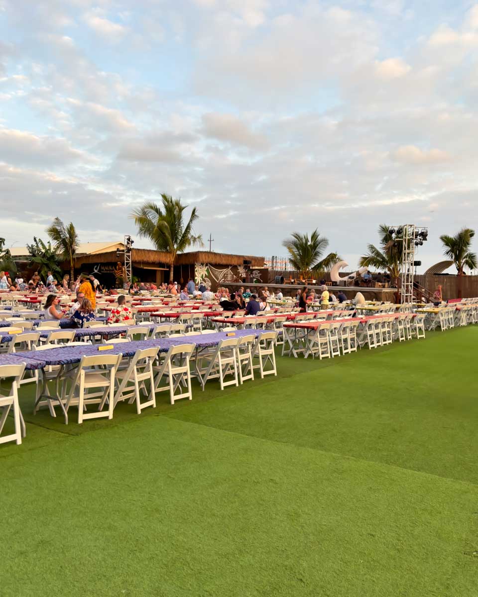Chairs and setup at Mauka Warriors Luau on Oahu, Honolulu, Hawaii