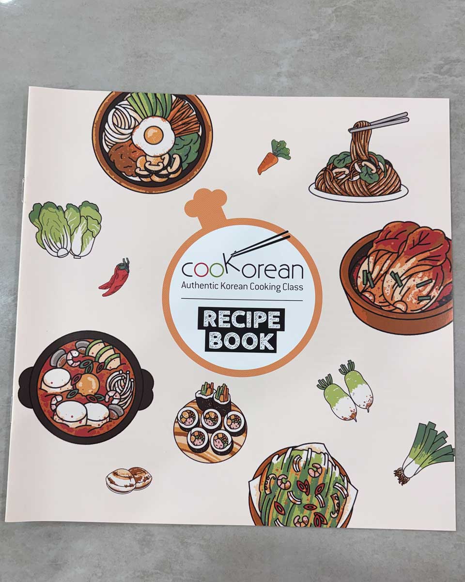 Cookbook from cooking class tour in Seoul South Korea