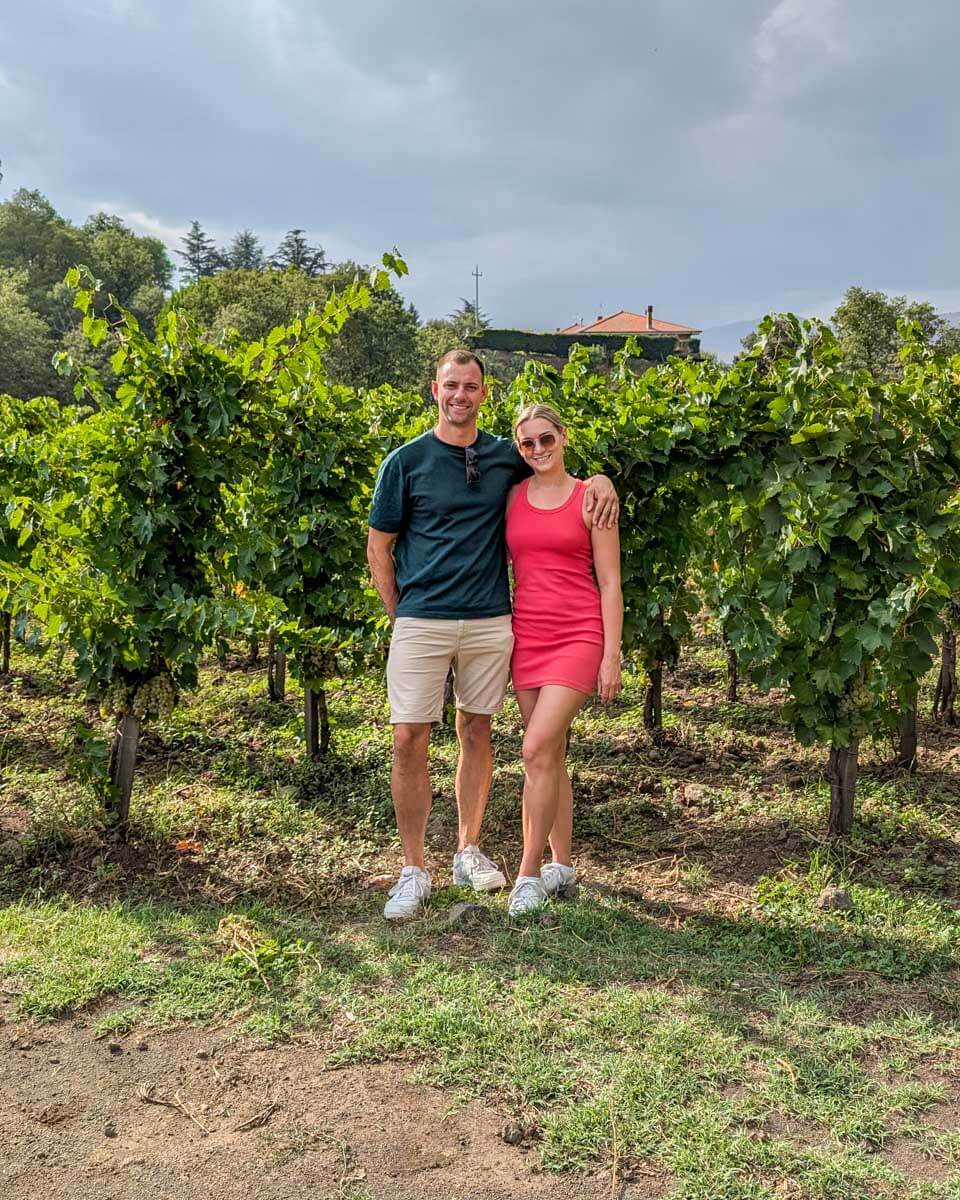 Dan and Bailey on a wine tour from Pompeii Italy