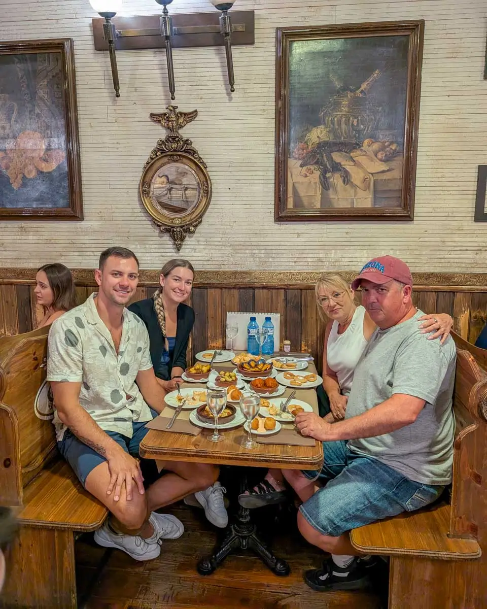 Daniel, Bailey and family eat at Colom Restaurant in Barcelona, Spain