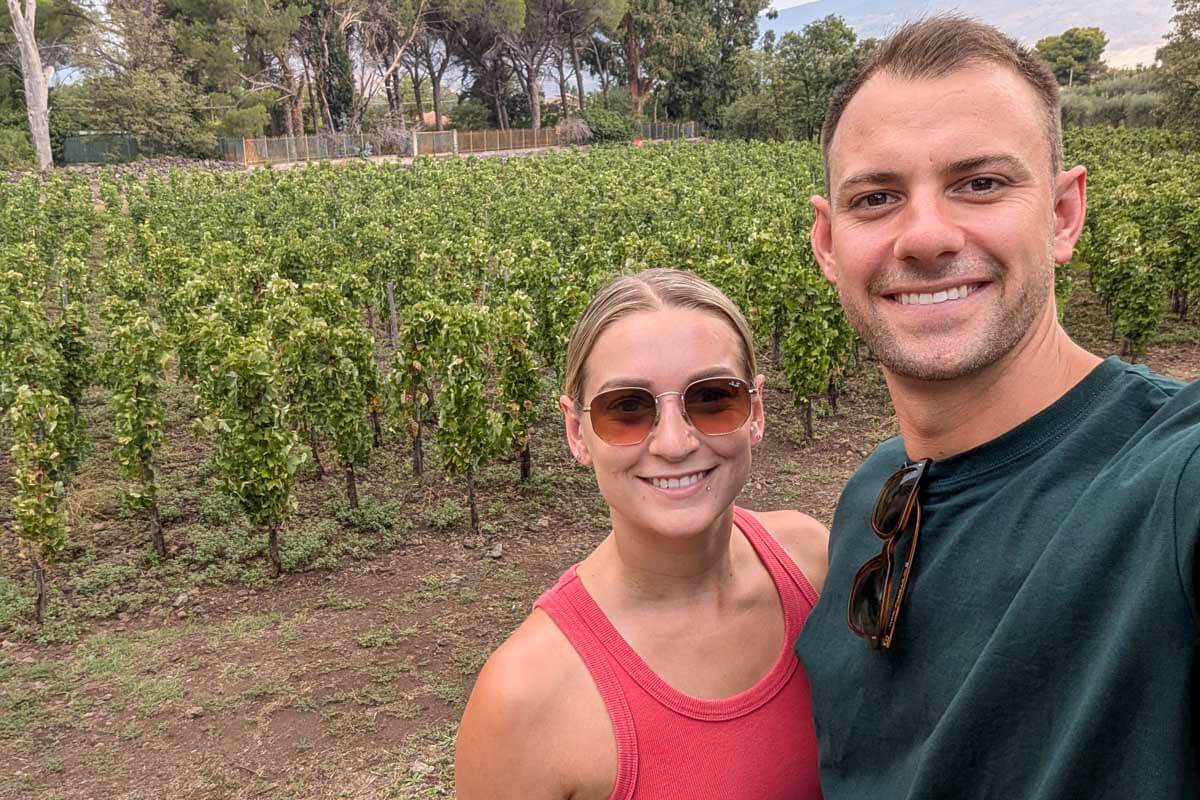Daniel and Bailey take a selfie near Pompeii Italy