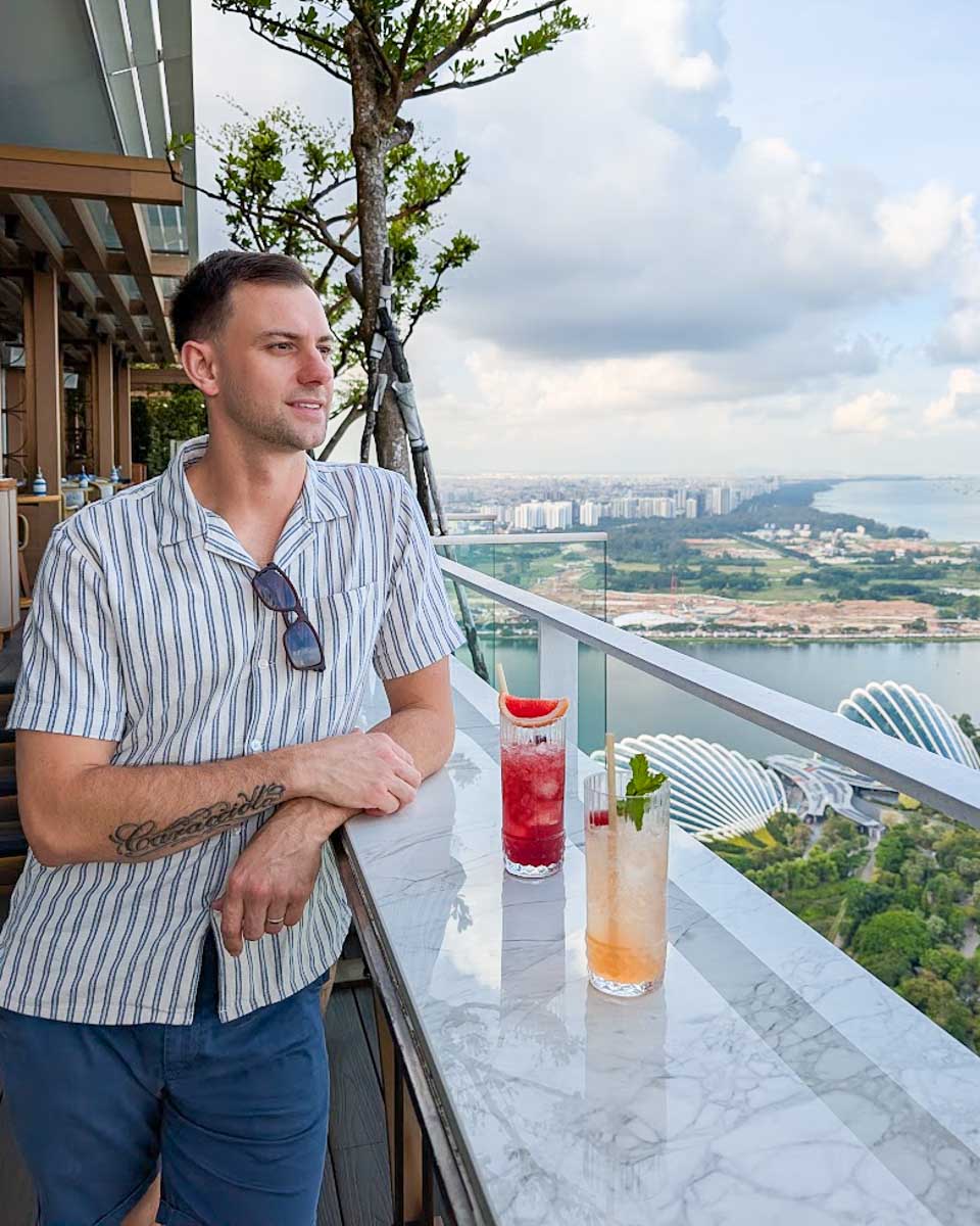 Daniel enjoying the view from LAVO Rooftop Bar