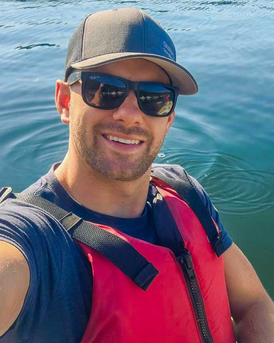 Daniel taking a selfie during a kayaking tour through Singapore's mangroves