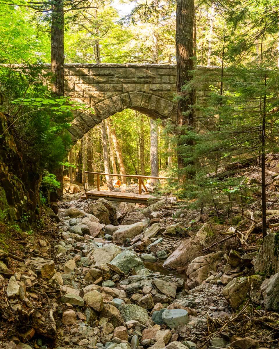 Dry Creek Runs Under Hemlock Bridge In Acadia National Park near Bar Harbor Maine 2