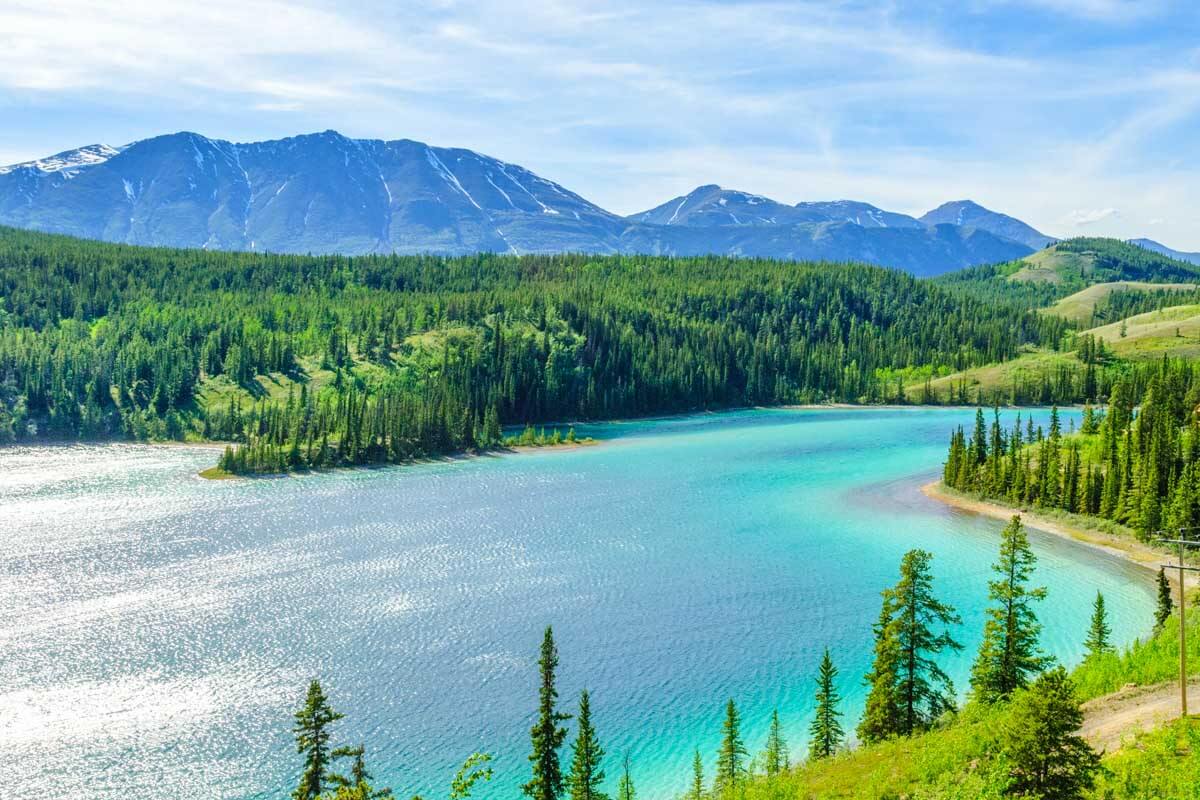 Emerald lake by South Klondike highway near Skagway Alaska