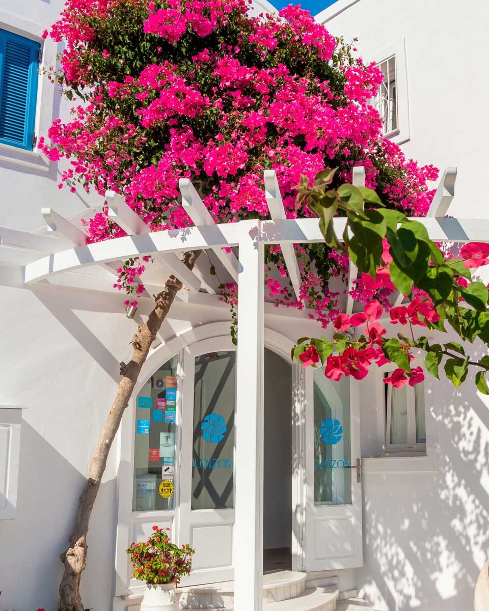 Front entrance to Loizos Stylish Residences in Santorini