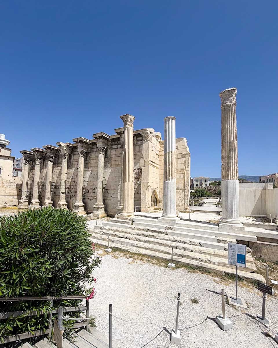 the remains of Hadrian's Library in Athens, Greece