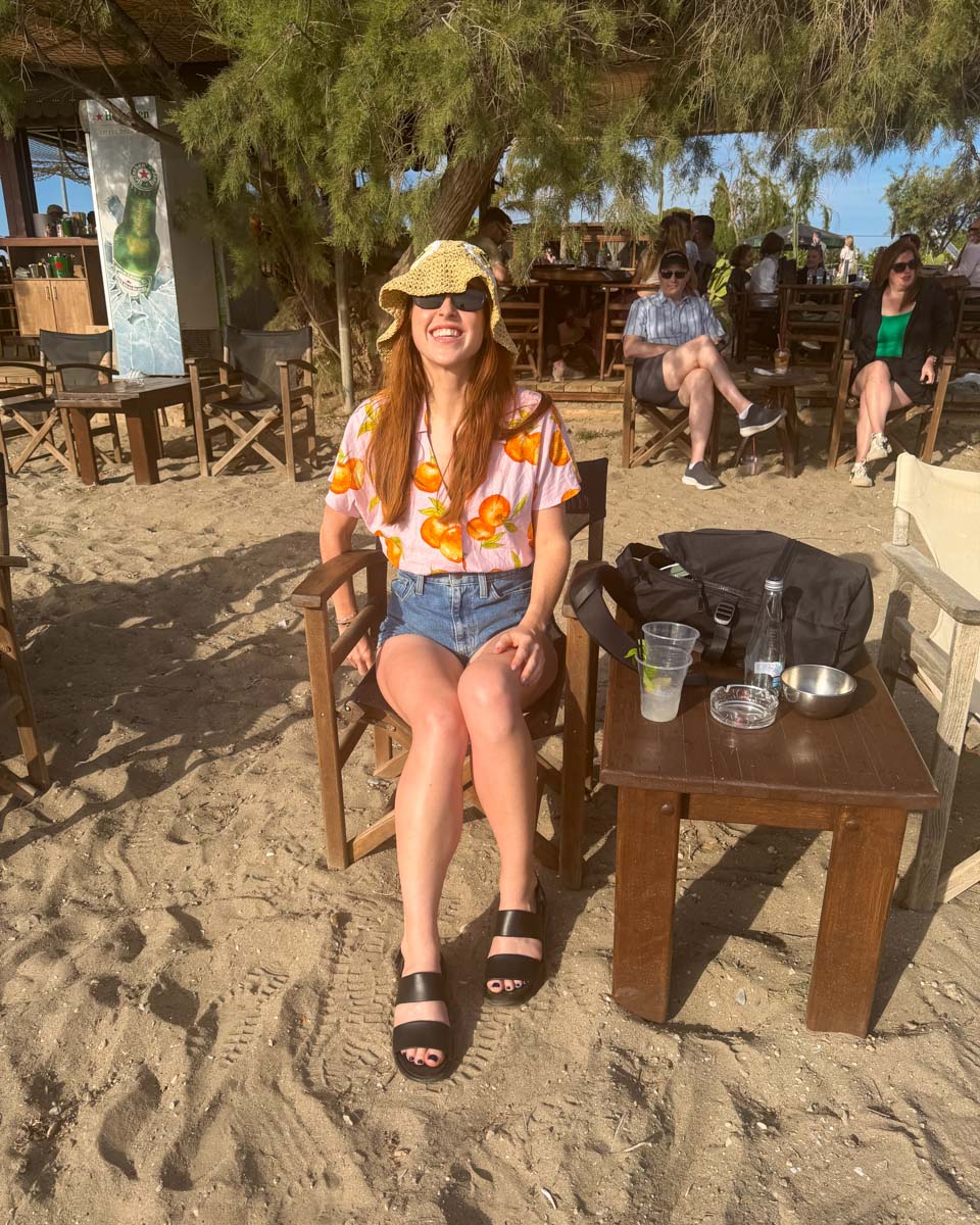 Hannah at Anavyssos beach in Greece