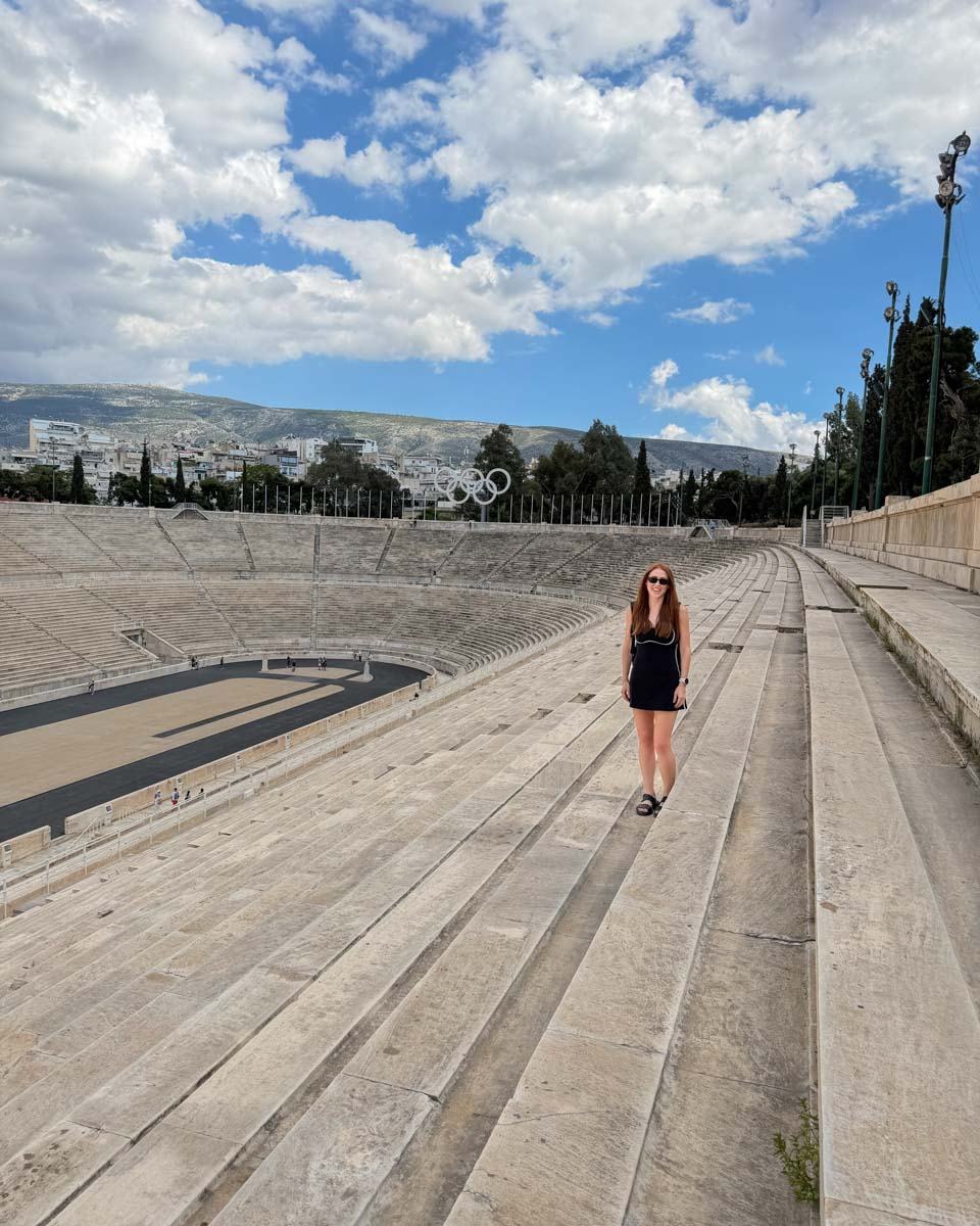 Hannah at Panathenaic Stadium in Athens Greece 2