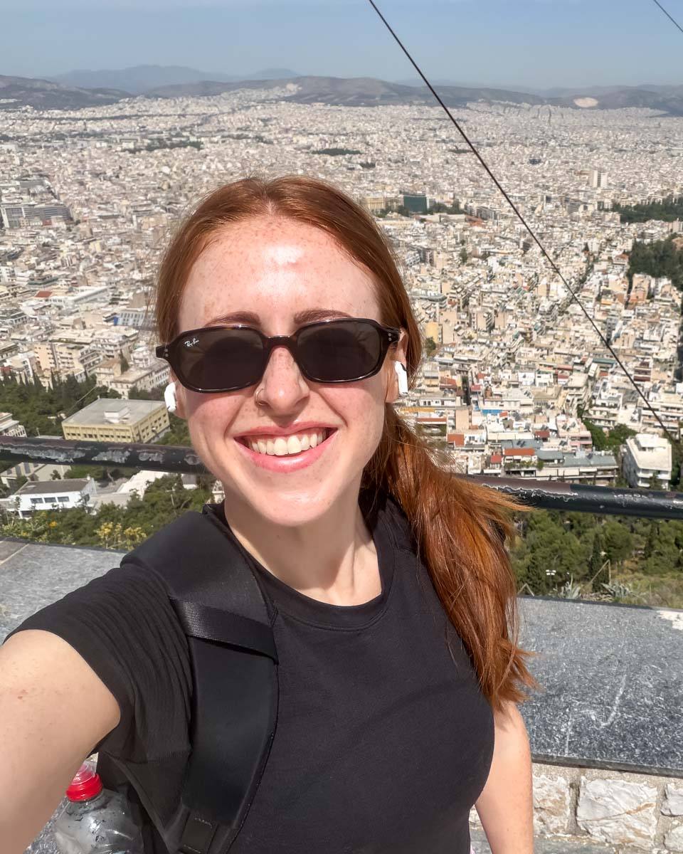 Hannah cllimbing up the Lycabettus Hill in Athens Greece 2