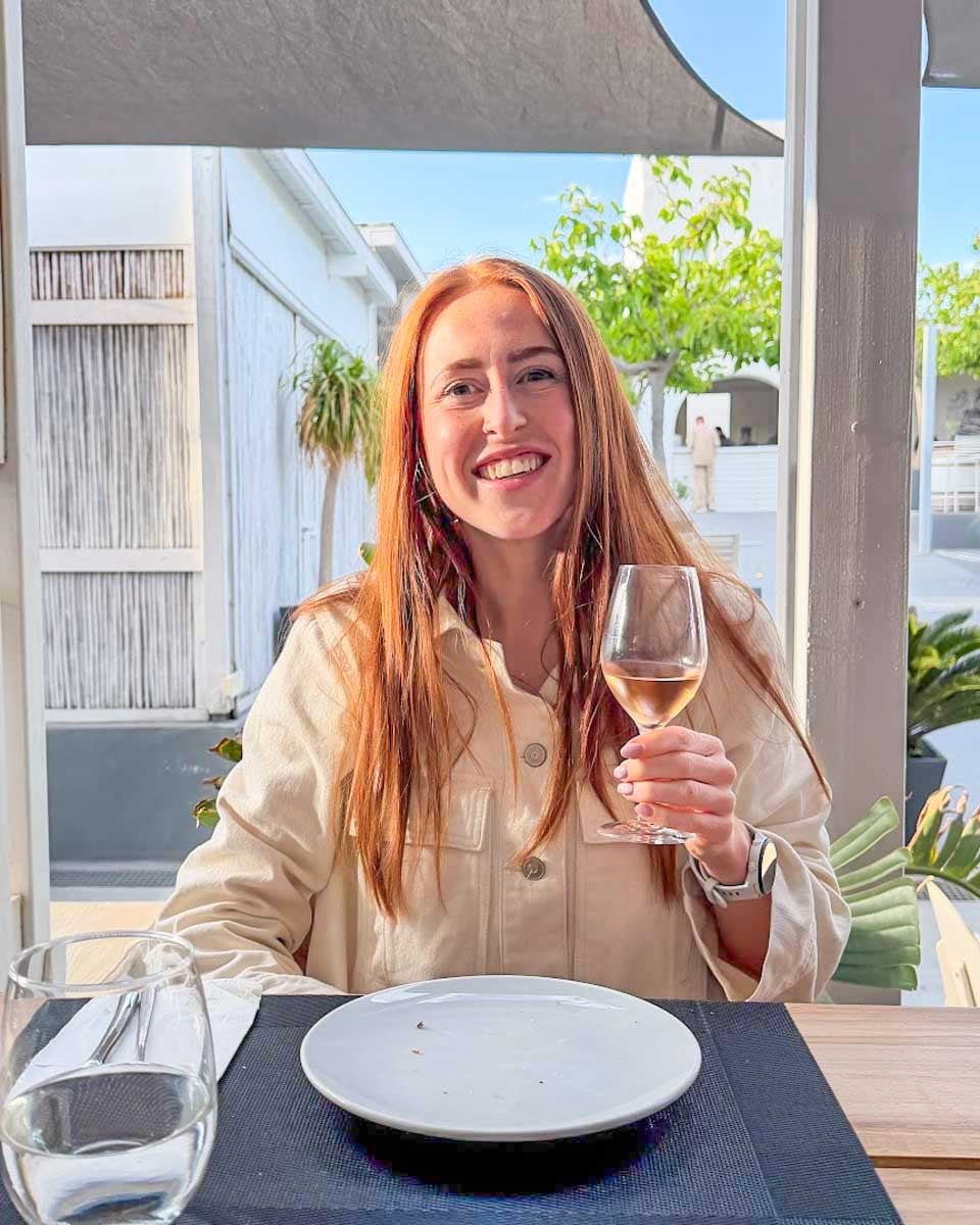 Hannah-drinks-wine-in-Naxos-Greece