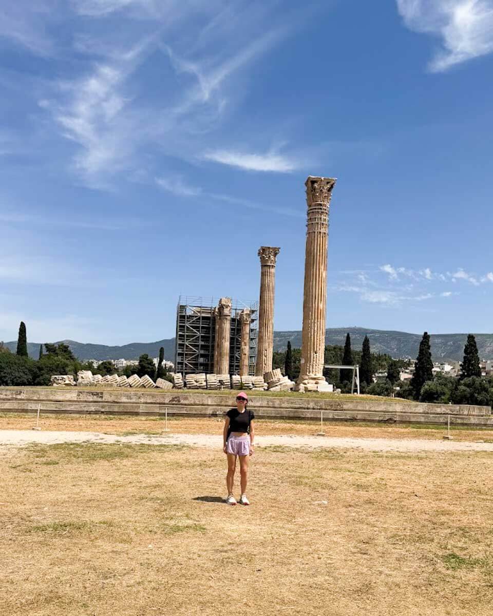 Hannah standing near the Temple of Olympian Zeus in Athens, Greece