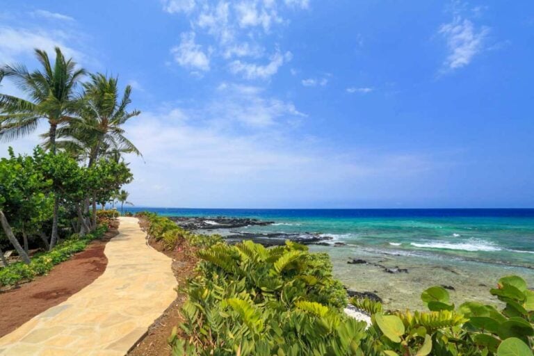 Hawaiian Resort Walkway seen on the Big Island of Hawaii