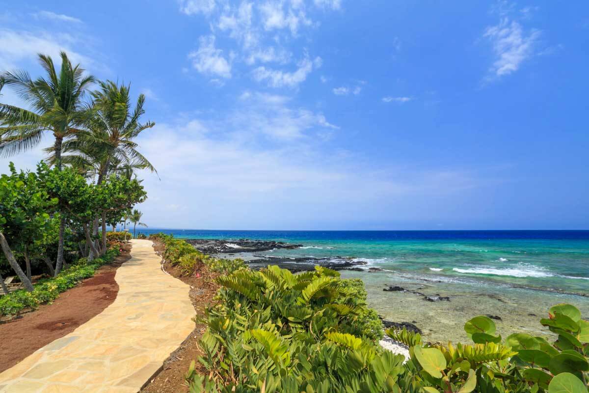 Hawaiian Resort Walkway seen on the Big Island of Hawaii