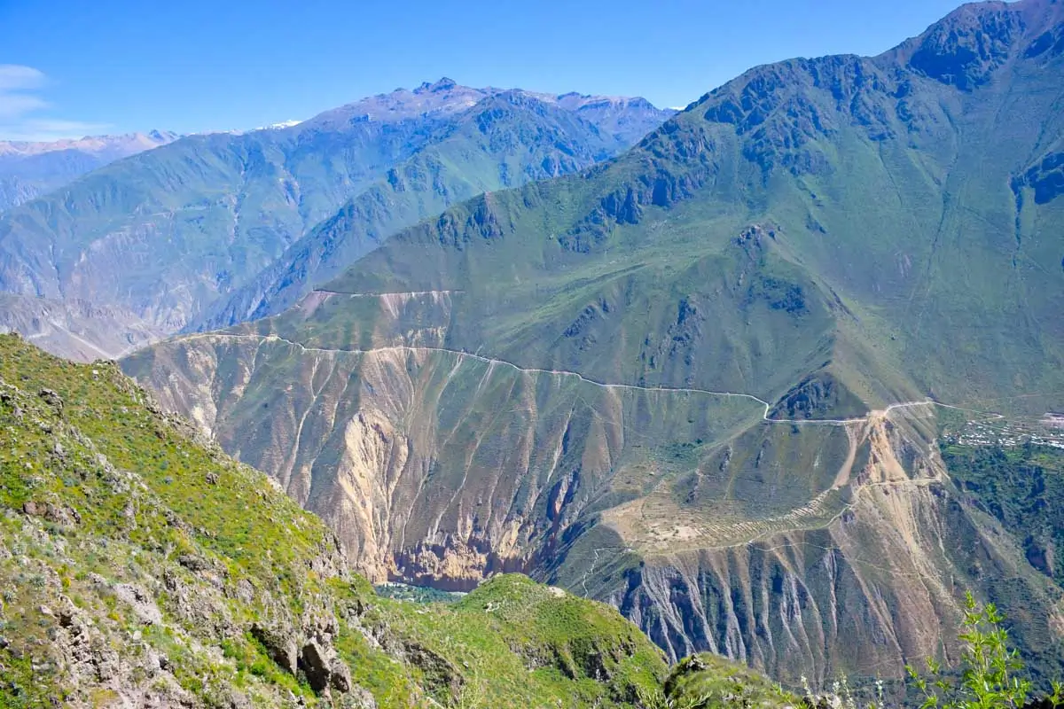 Hiking out of the Colca Canyon on a trek from Arequipa, Peru