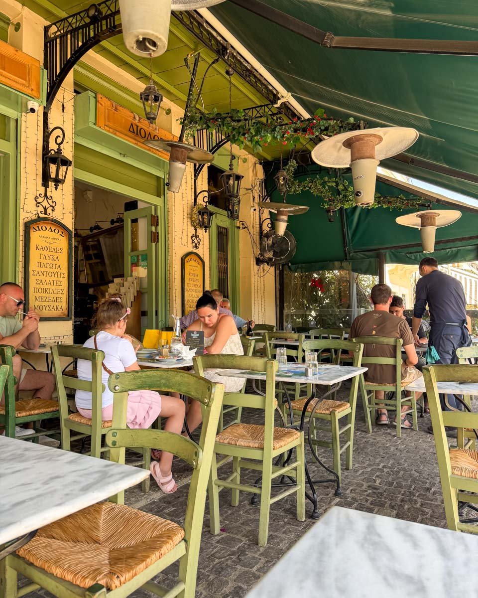 Inside Traditional Food Diodos in Athens Greece on Hannah trip