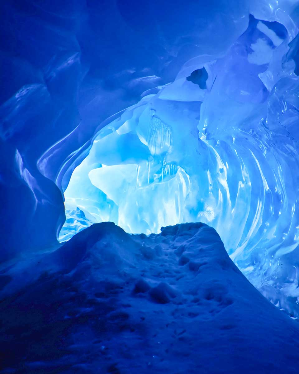 Inside an ice cave on Katla Glacier near Vik Iceland