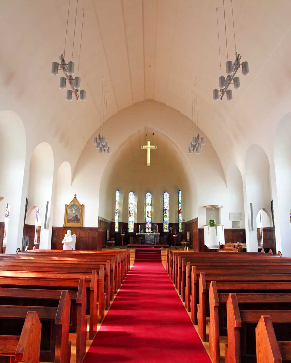 Interior of Akureyrarkirkja church in Akureyri, Iceland