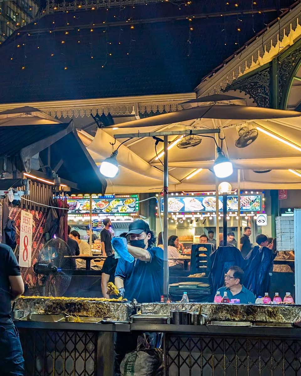 A food stall inside Lau Pa Sat hawker centre