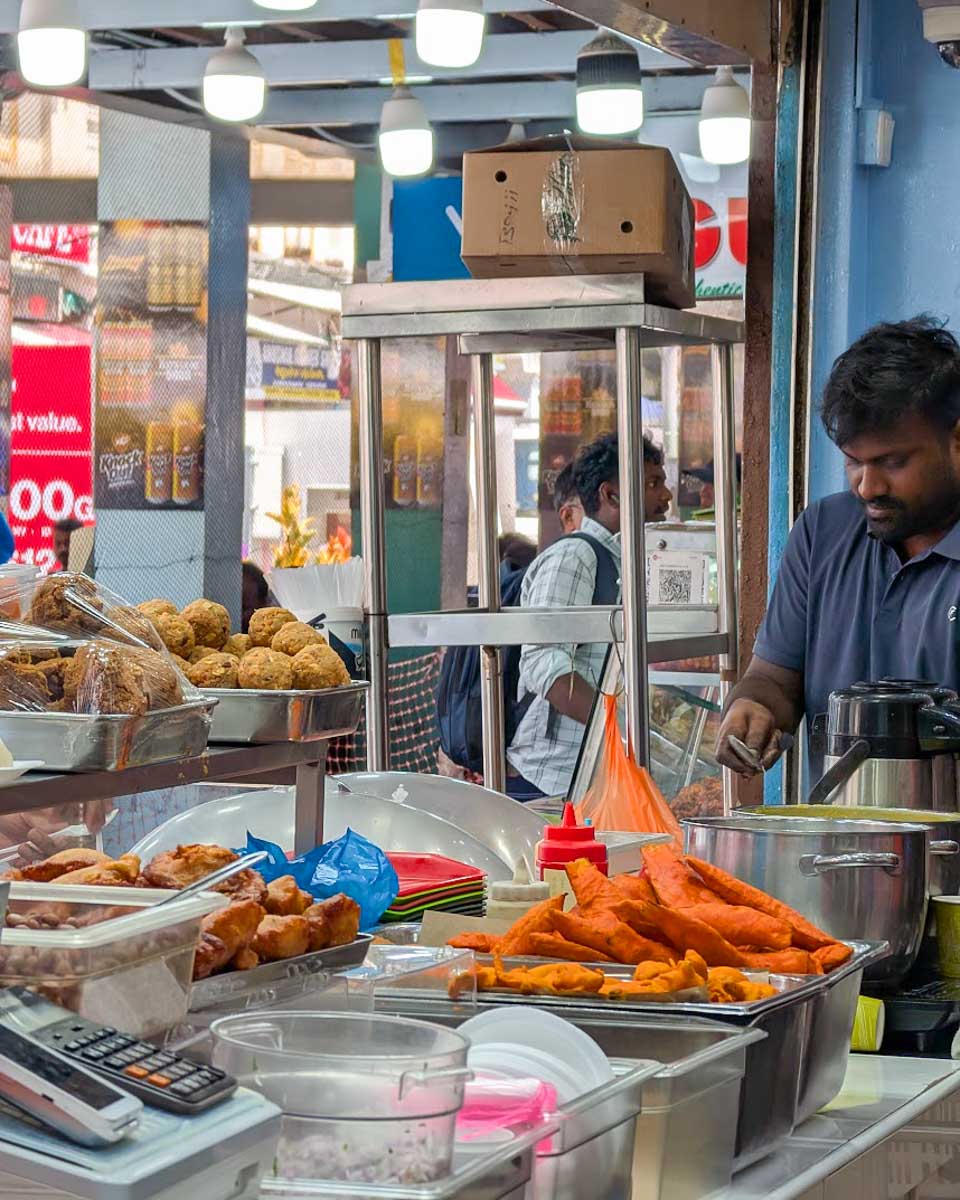A local street food stall serving fresh food