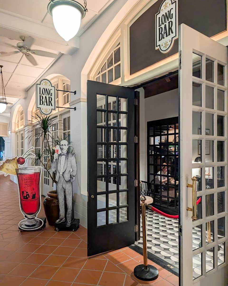 The entrance to Long Bar in Singapore