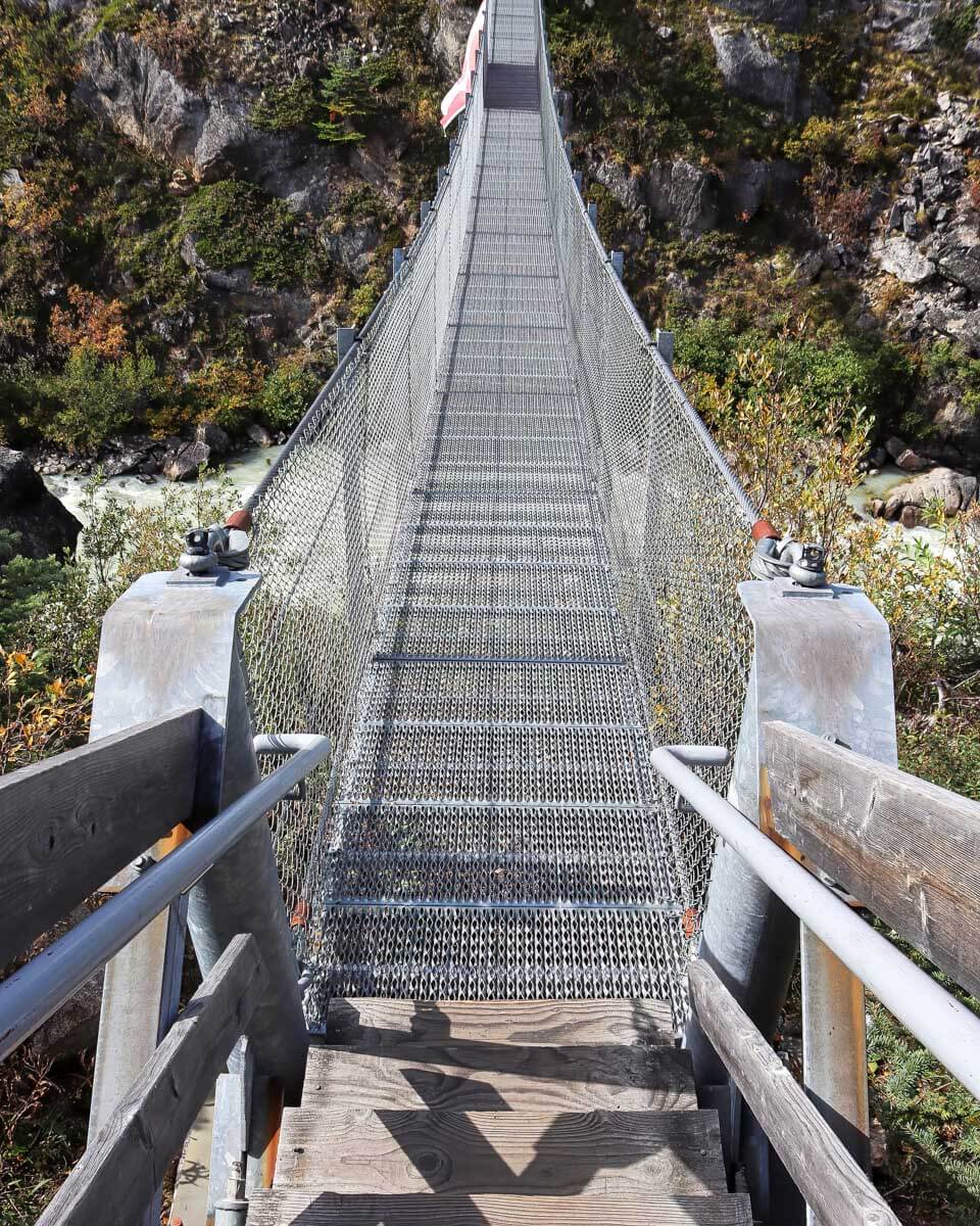 Looking-at-the-Yukon-Suspension-Bridge-on-a-tour-from-Skagway-Alaska