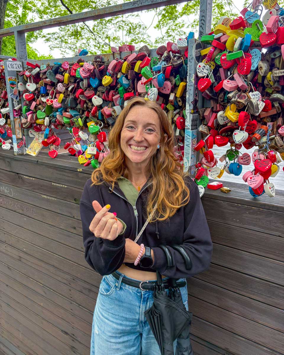 Meghan with the love locks at the top of Namsan Mountan in Seoul South Korea 1