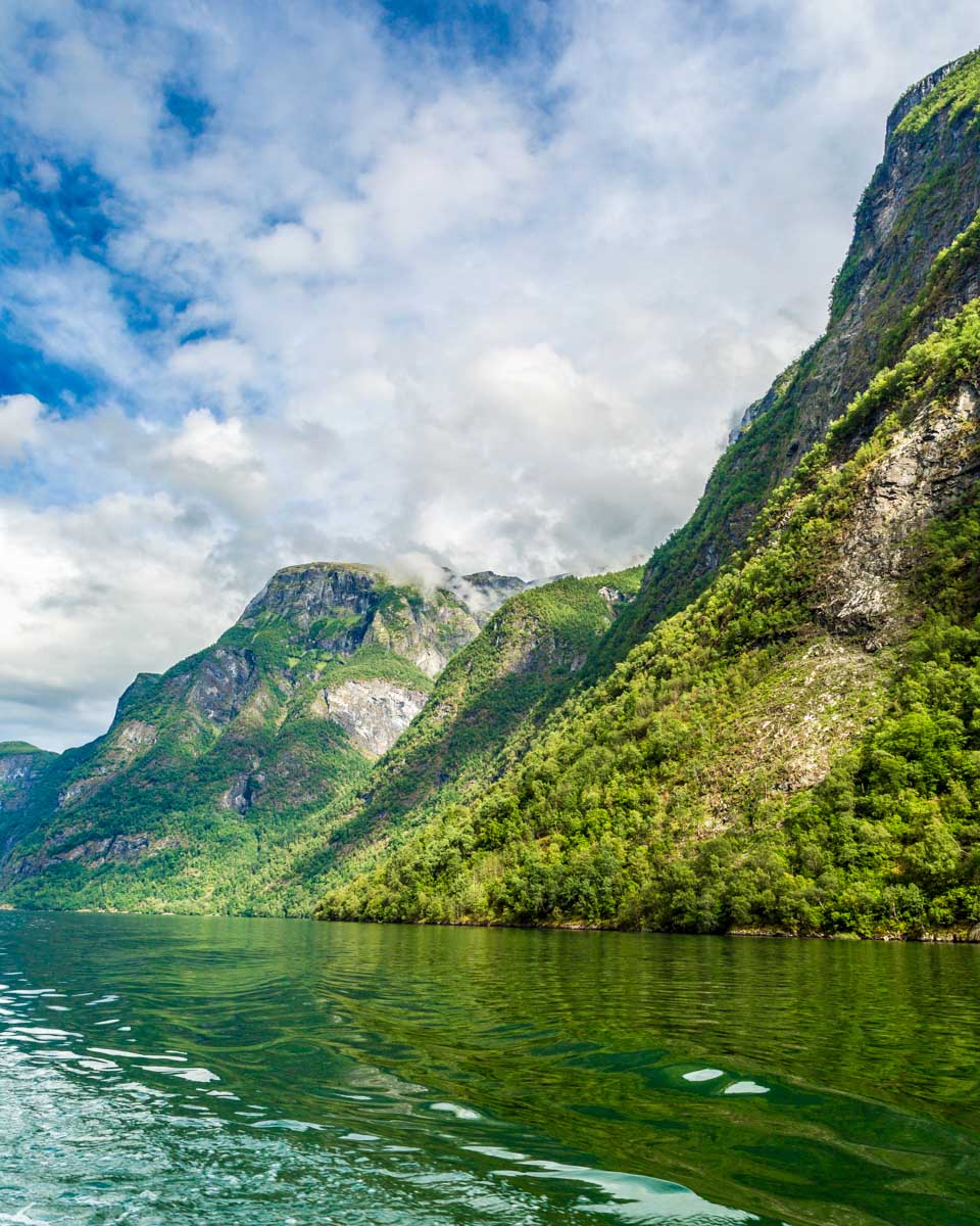 Nærøyfjord part of Sognefjord seen on a cruise from Bergen Norway