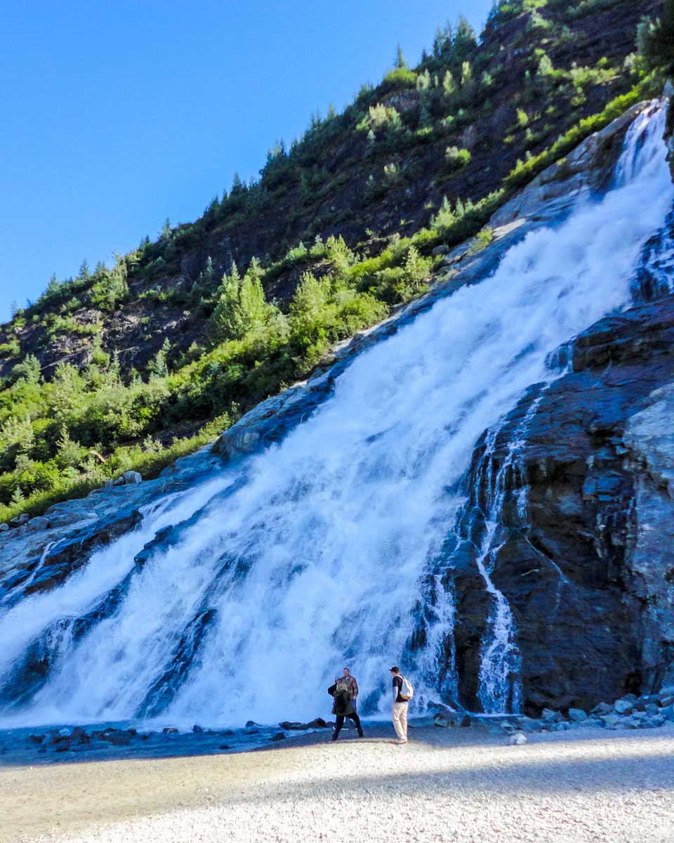 Nugget Falls seen at the Mendenhall Glacier Visitor Center near Juneau Alaska