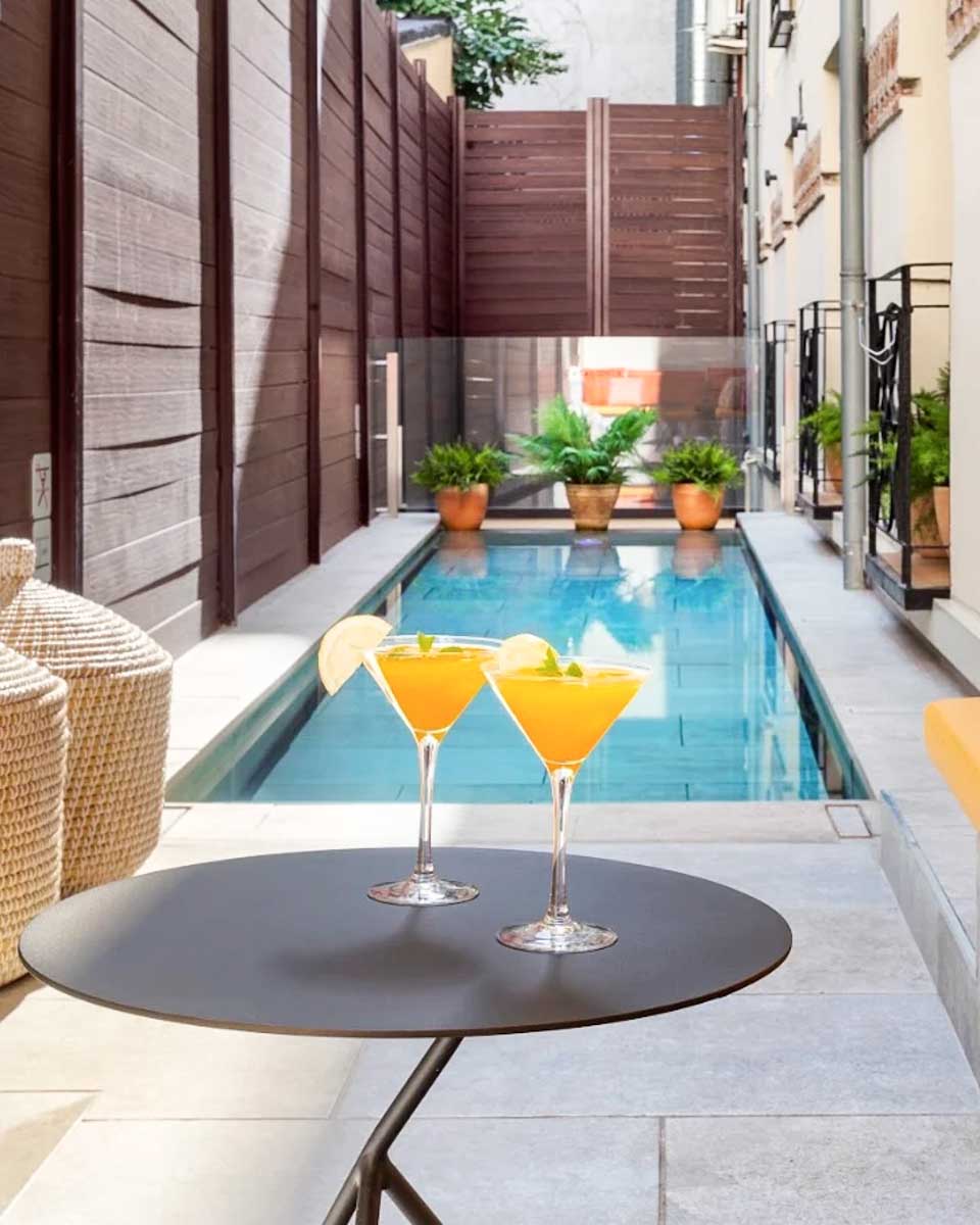 Outdoor pool area at Catalonia Goya hotel in Madrid