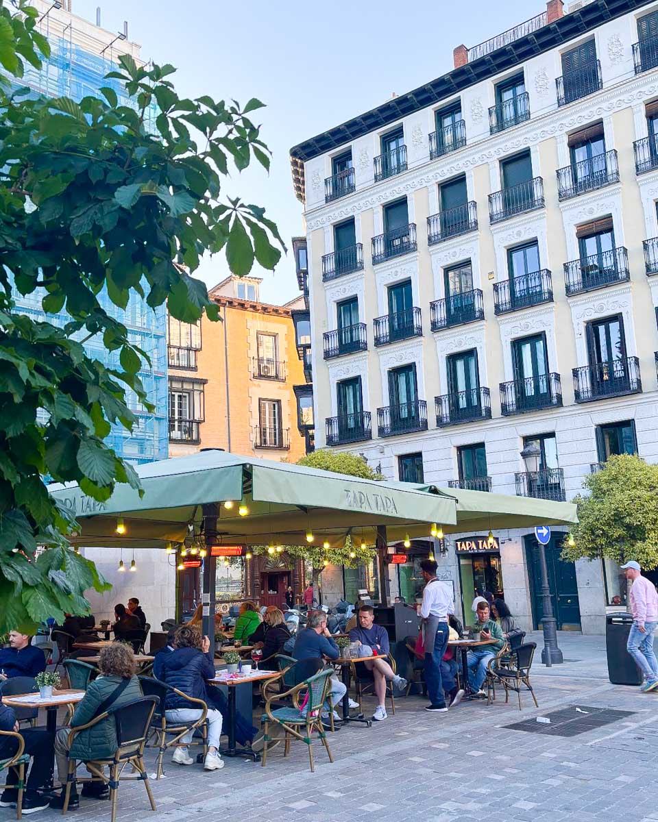 Outdoor terraces in Plaza Santa Ana Madrid